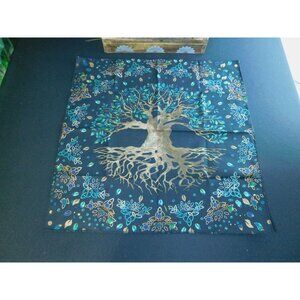 Tree Of Life Altar Cloth For Tarot Divination Black & Gold